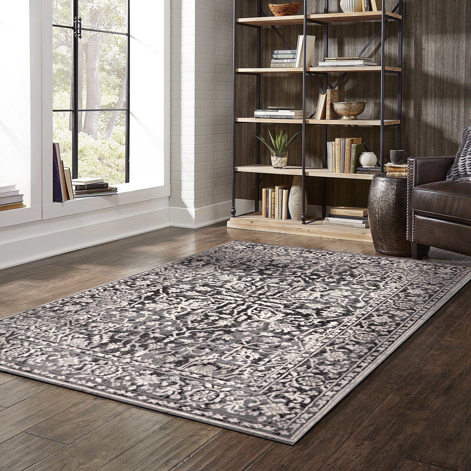 Gray oriental area rug