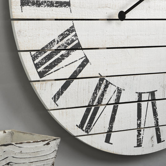 FirsTime & Co. White Farmhouse Shiplap Wall Clock, Farmhouse Style, Made of Wood