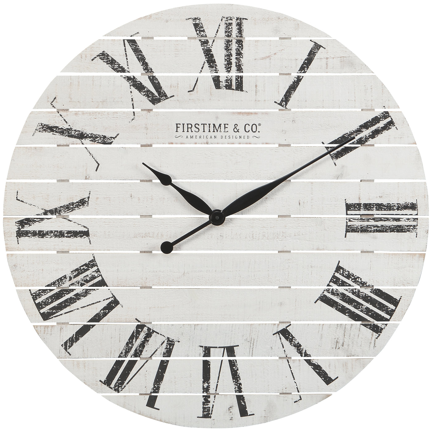 FirsTime & Co. White Farmhouse Shiplap Wall Clock, Farmhouse Style, Made of Wood