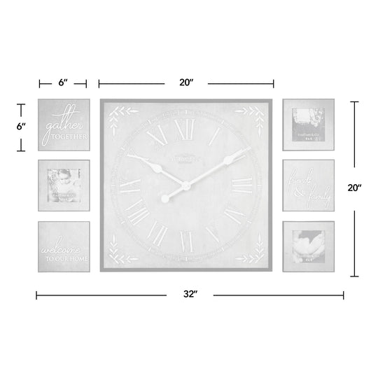 Love Frame Gallery Wall Clock 7-Piece Set