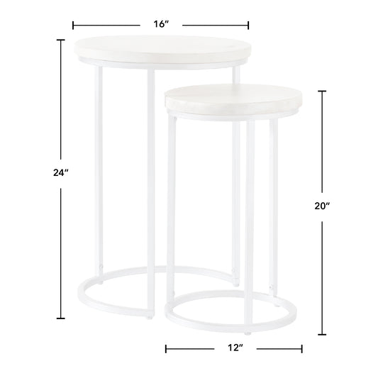 Natural and Silver Isla Nesting End Table 2-Piece Set
