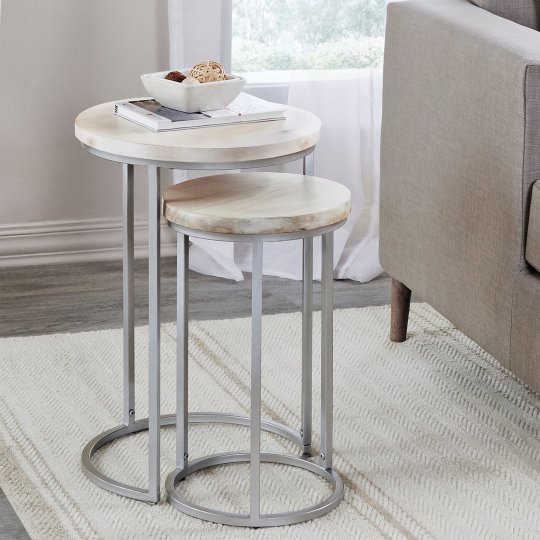 Natural and Silver Isla Nesting End Table 2-Piece Set
