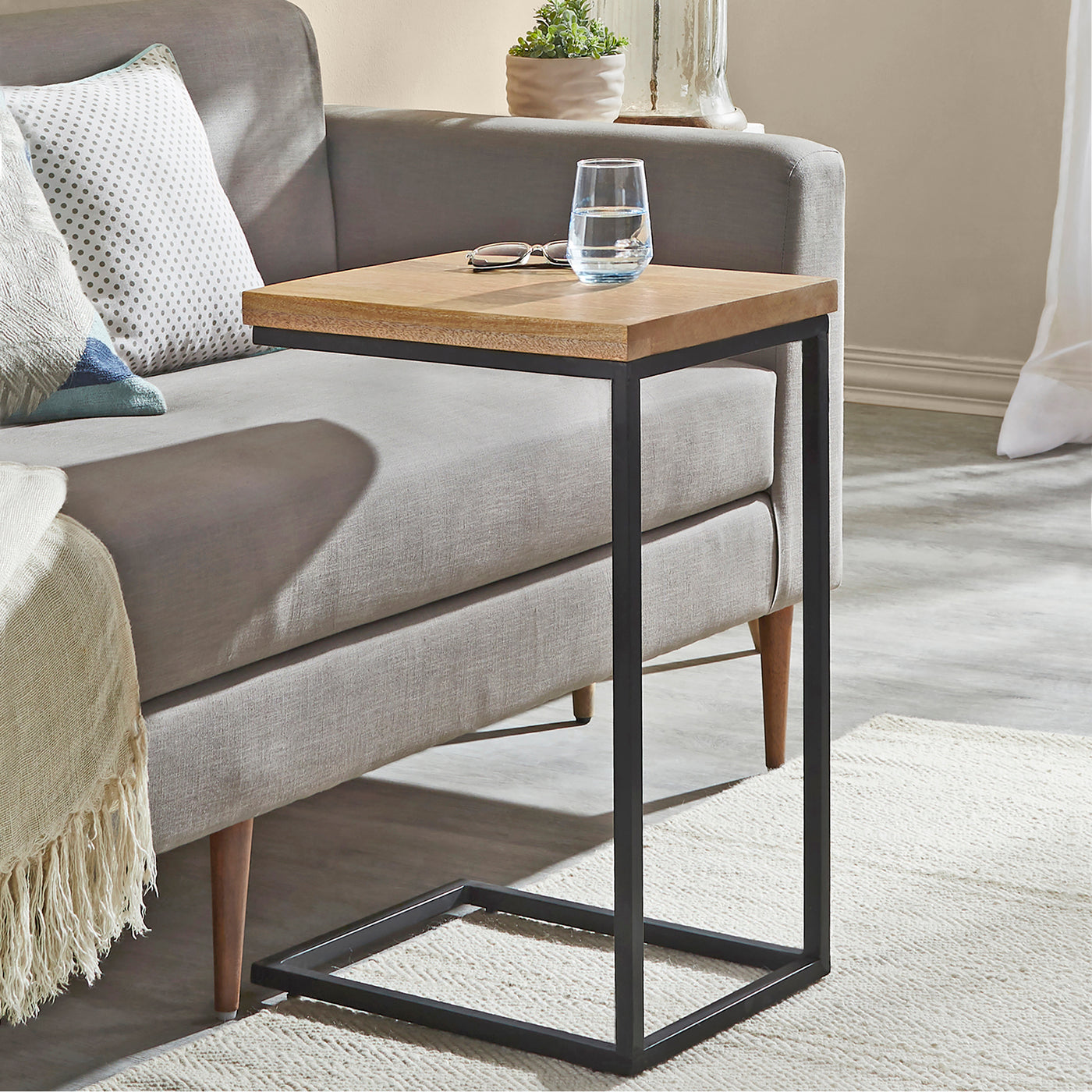 Natural And Black Eli C End Table