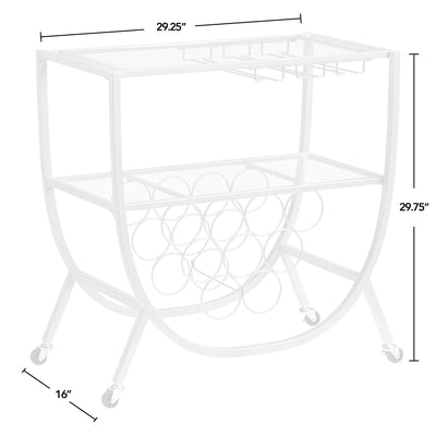 FirsTime & Co. Silver Catalina Bar Cart, Glam Style, Made of Metal