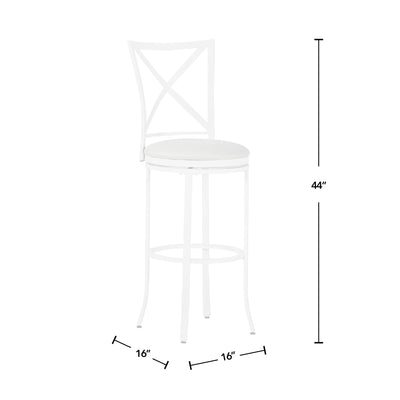 FirsTime & Co. White Liam Swivel Bar Stool, Traditional Style, Made of Metal
