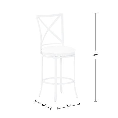 FirsTime & Co. White Layton Swivel Counter Stool, Traditional Style, Made of Metal