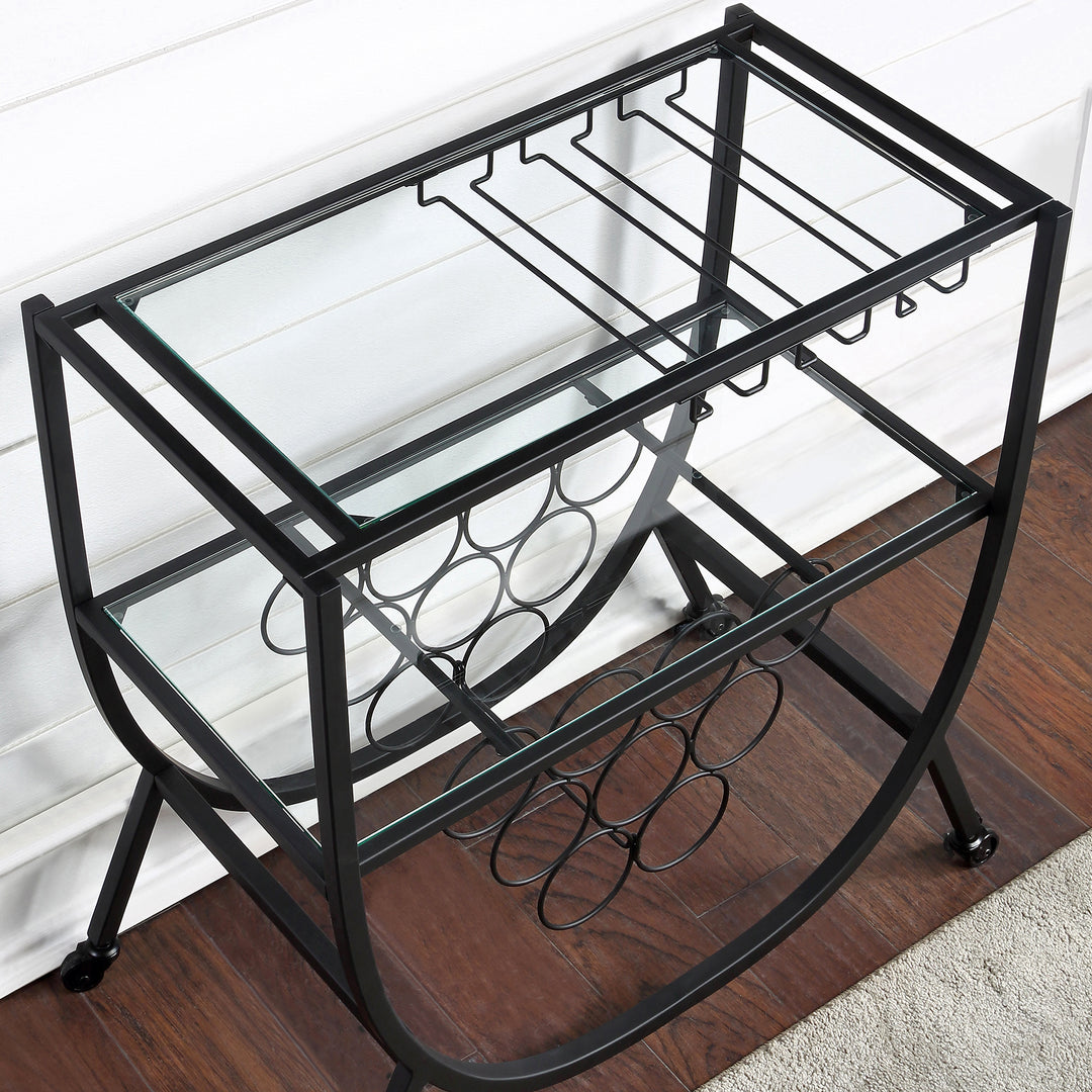 FirsTime & Co. Black Catalina Bar Cart, Glam Style, Made of Metal