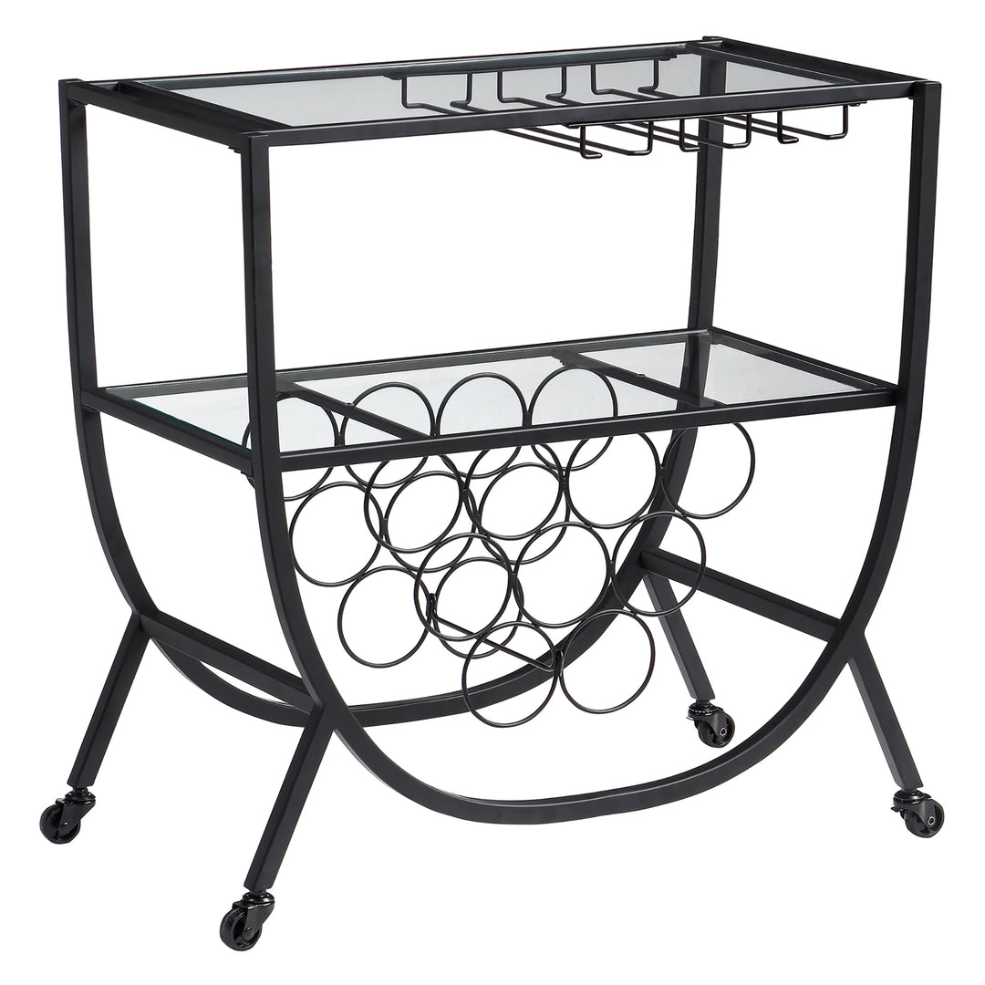 FirsTime & Co. Black Catalina Bar Cart, Glam Style, Made of Metal