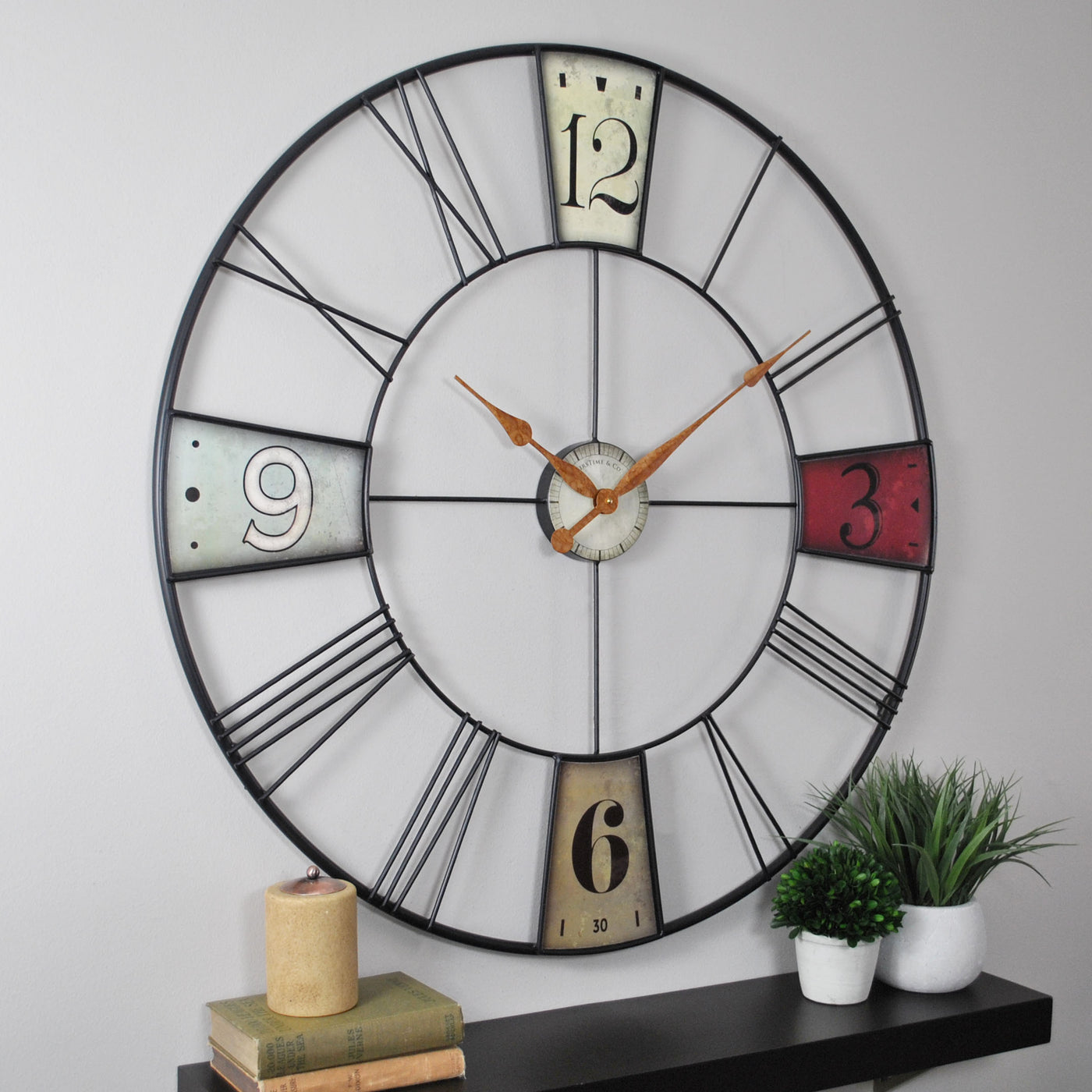 FirsTime & Co. Multicolor Vibrant Plaques Wall Clock, Farmhouse Style, Made of Metal