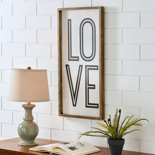 FirsTime & Co. White Love Framed Wall Art, Farmhouse Style, Made of Wood