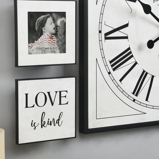 FirsTime & Co. White Love Frame Gallery Wall Clock 7-Piece Set, Farmhouse Style, Made of Plastic