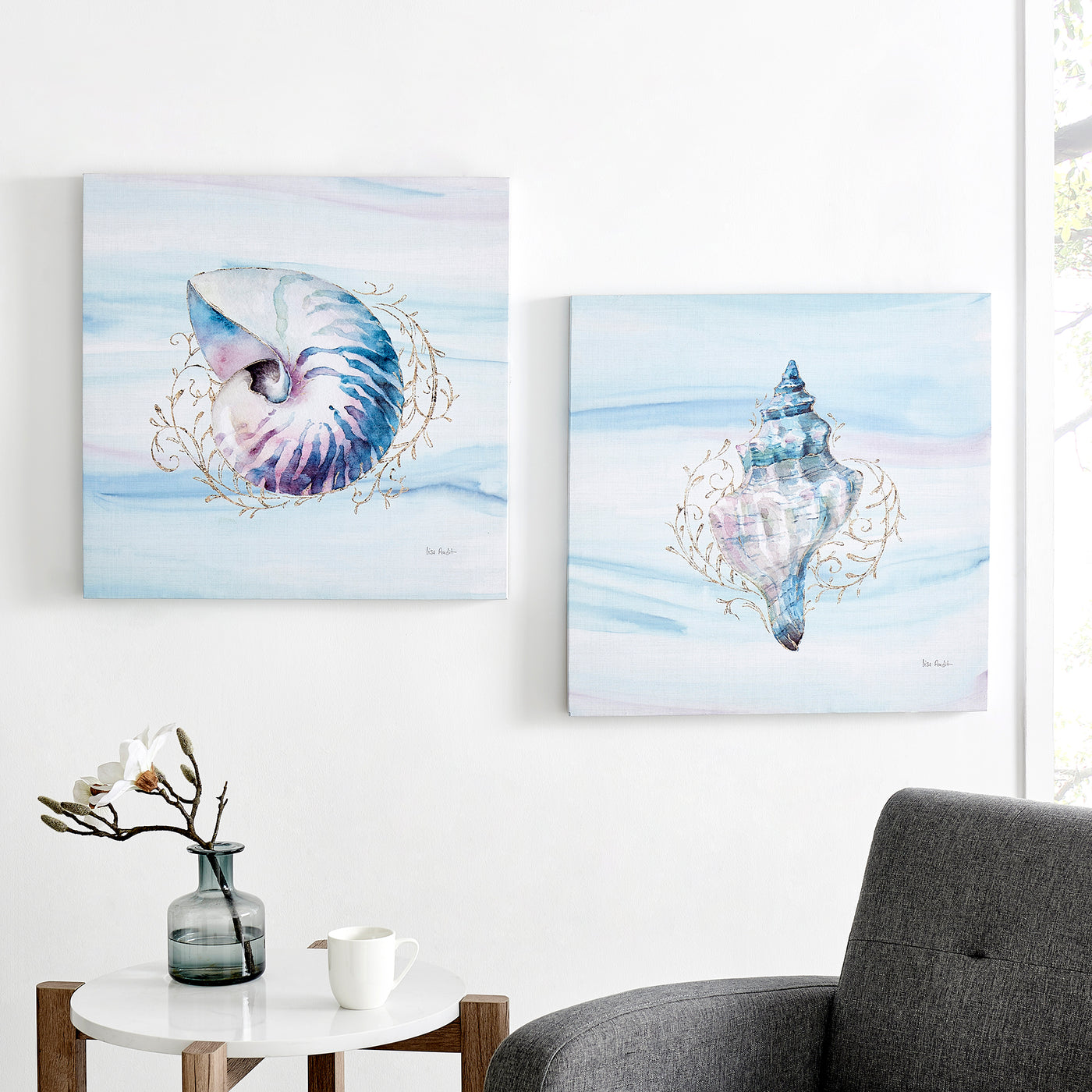 FirsTime & Co. Blue Seaside Serenity Canvas Wall Art 2-Piece Set, Coastal Style, Made of Canvas