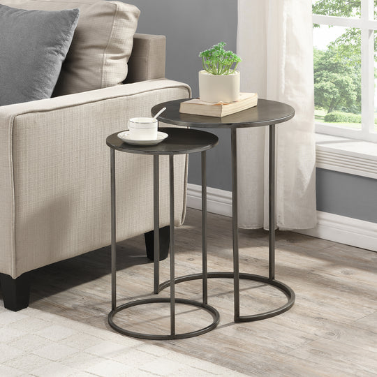 FirsTime & Co. Dark Silver Hayden Nesting End Table 2-Piece Set, Farmhouse Style, Made of Metal