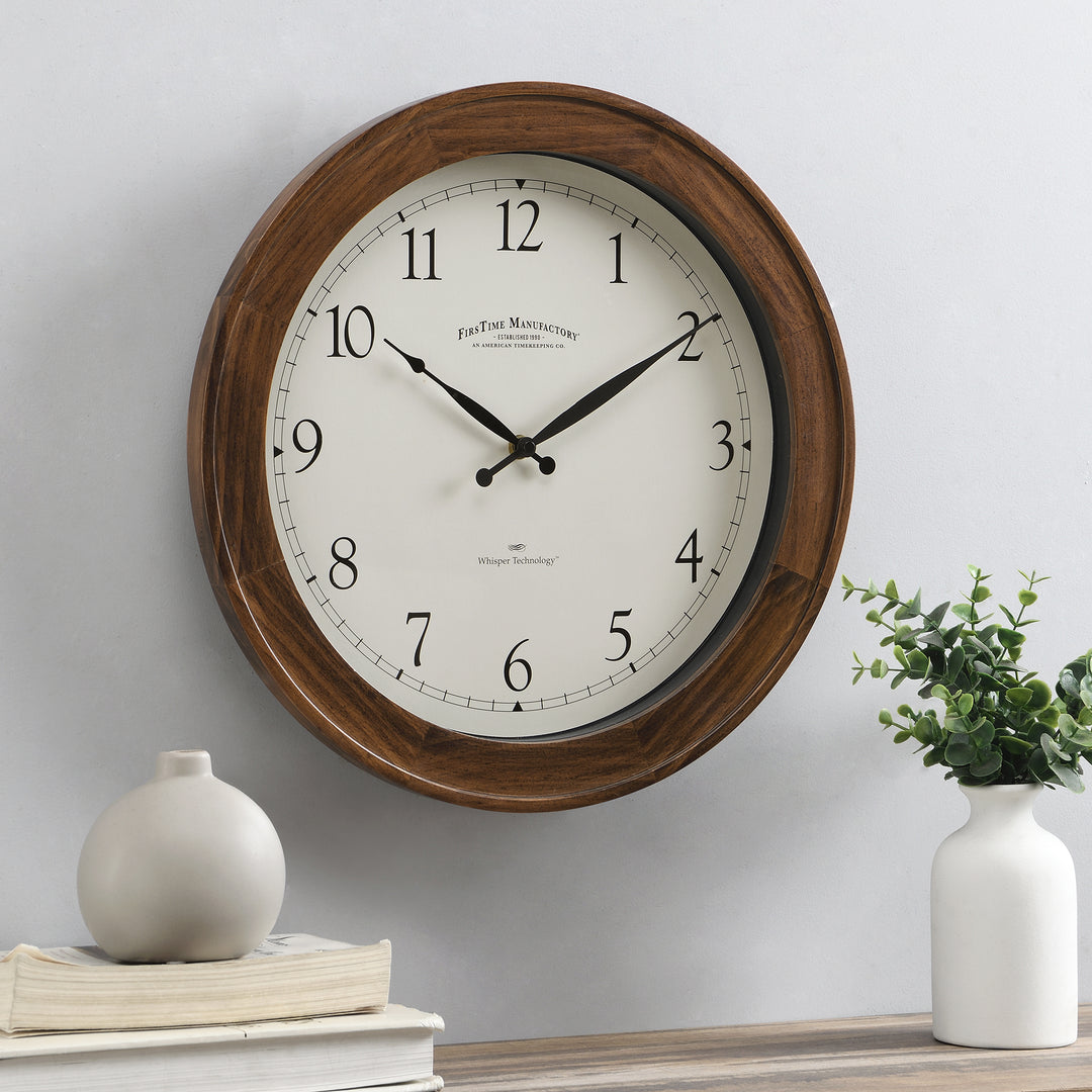 FirsTime & Co. Brown Garrison Whisper Wall Clock, Traditional Style, Made of Wood