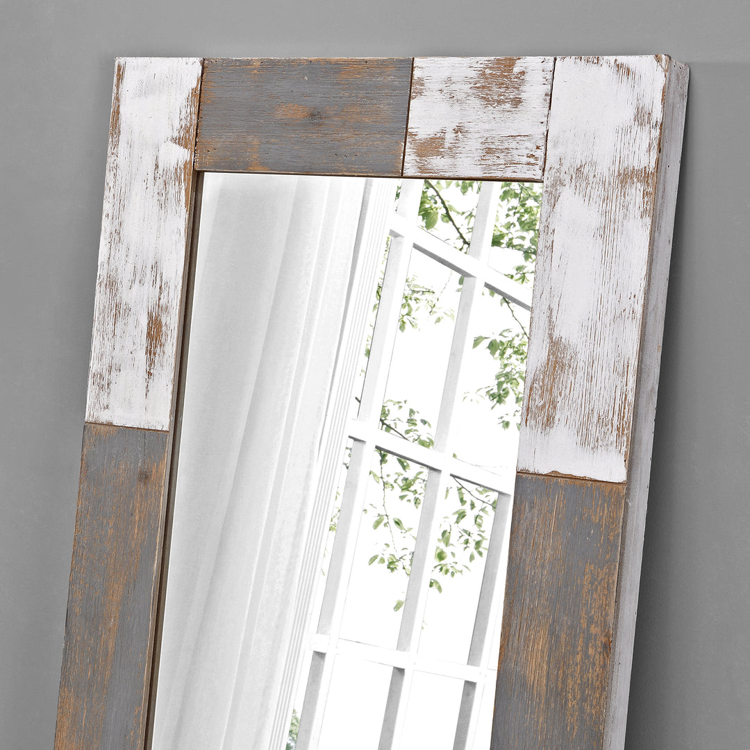 FirsTime & Co. White and Gray Leona Standing Mirror, Farmhouse Style, Made of Wood
