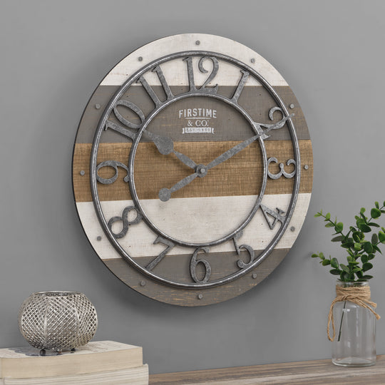 FirsTime & Co. Multicolor Shabby Pallet Wall Clock