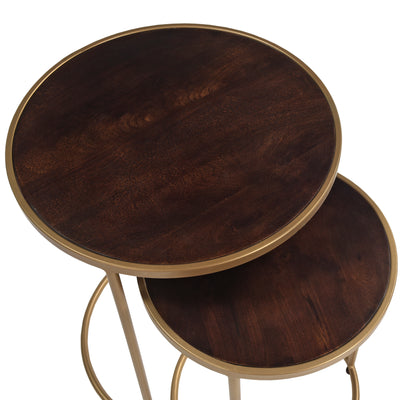 FirsTime & Co. Gold Leah Nesting End Table 2-Piece Set, Mid-Century Modern Style, Made of Metal