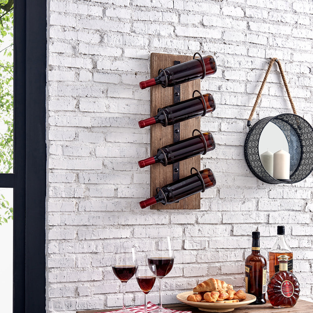FirsTime & Co. Brown Cooper Wine Rack, Farmhouse, Wood, 8 x 5.5 x 24 inches