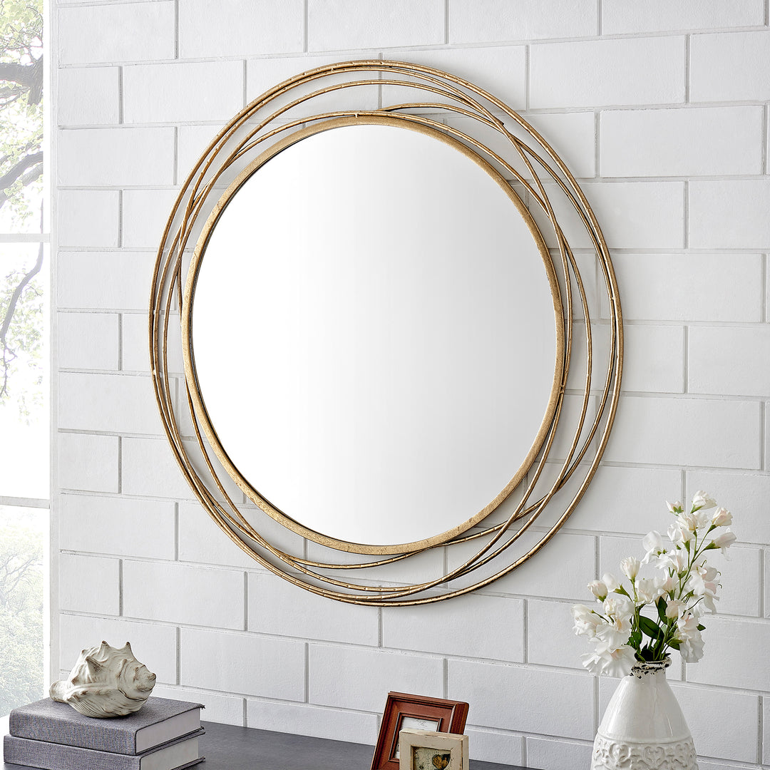 FirsTime & Co. Gold Portia Swirl Wall Mirror, Modern Style, Made of Metal
