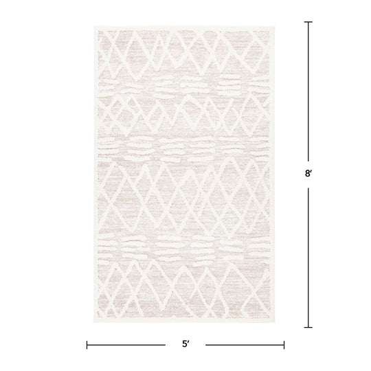 FirsTime & Co. Beige Camden Glyphs Shag Area Rug, Bohemian Style, Made of Polyester and Polypropylene Blend