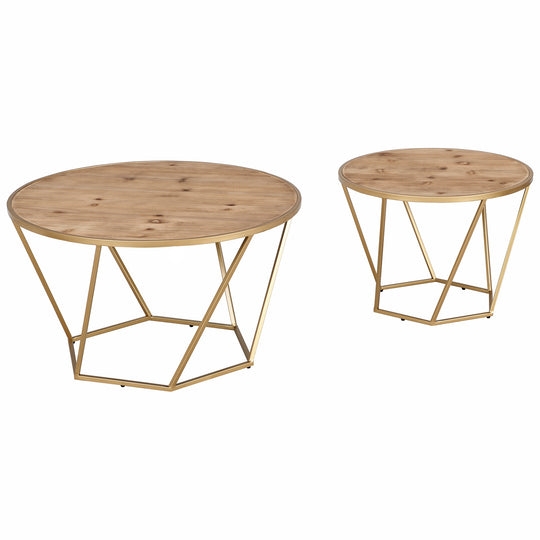 FirsTime & Co. Gold Kayla Honeycomb End Table 2-Piece Set, Glam Style, Made of Metal