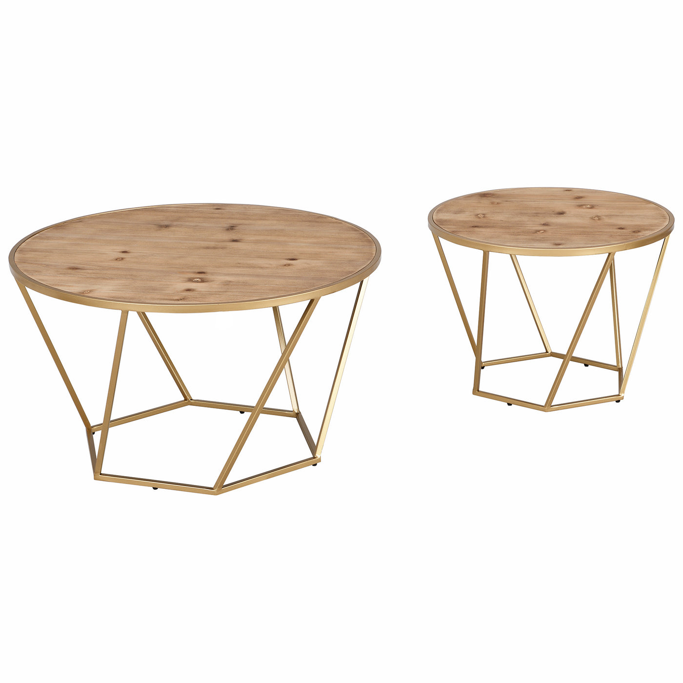 FirsTime & Co. Gold Kayla Honeycomb End Table 2-Piece Set, Glam Style, Made of Metal