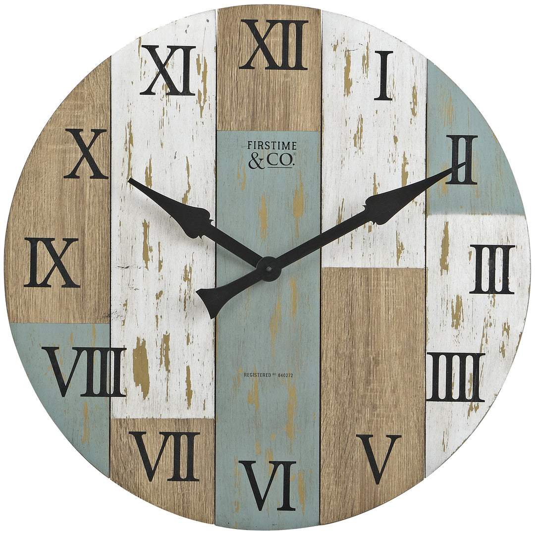 FirsTime & Co. Multicolor Timberworks Wall Clock, Farmhouse Style, Made of Wood