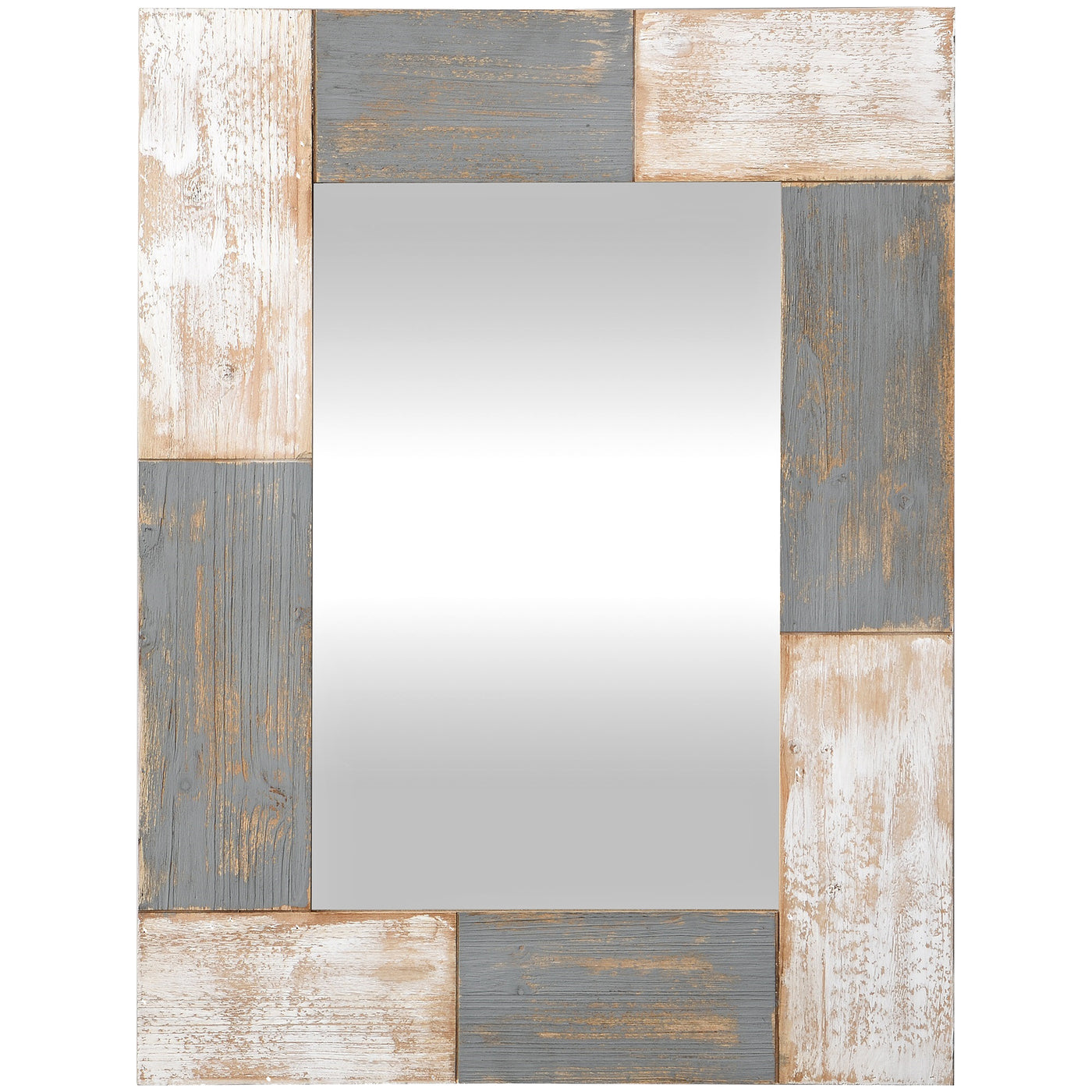 FirsTime & Co. White and Gray Mason Planks Wall Mirror, Farmhouse Style, Made of Wood