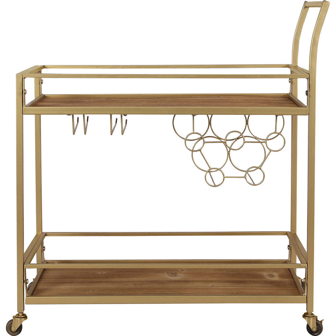 FirsTime & Co. Gold And Brown Francesca Bar Cart, Modern, Metal, 30 x 13 x 32.5 inches