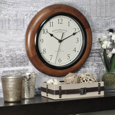 FirsTime & Co. Brown Harrington Whisper Wall Clock, Traditional Style, Made of Wood