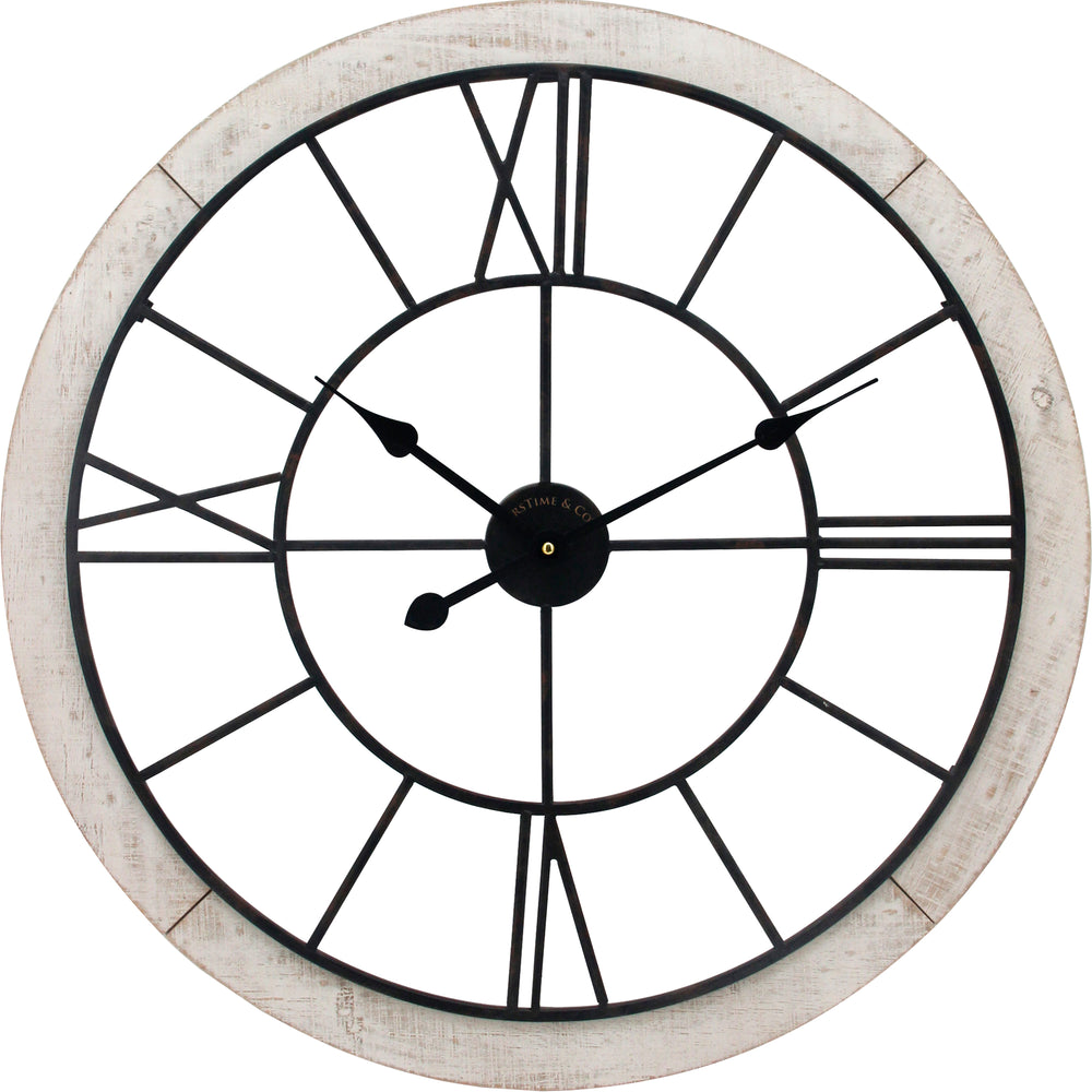 FirsTime & Co. White Timeworn Cottage Wall Clock, Farmhouse, Metal, 27 x 2 x 27 inches