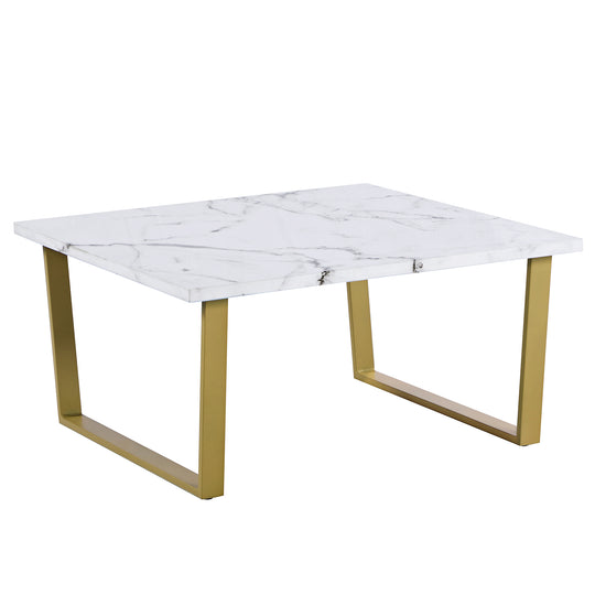 FirsTime & Co. Gold Adrian Marbleized Coffee Table, Modern Style, Made of Metal