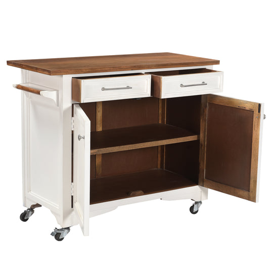 FirsTime & Co. White And Brown Emma Kitchen Cart, Farmhouse Style, Made of Wood