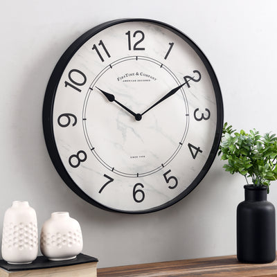 FirsTime & Co. Black Alden Marbleized Wall Clock, Modern Style, Made of Plastic