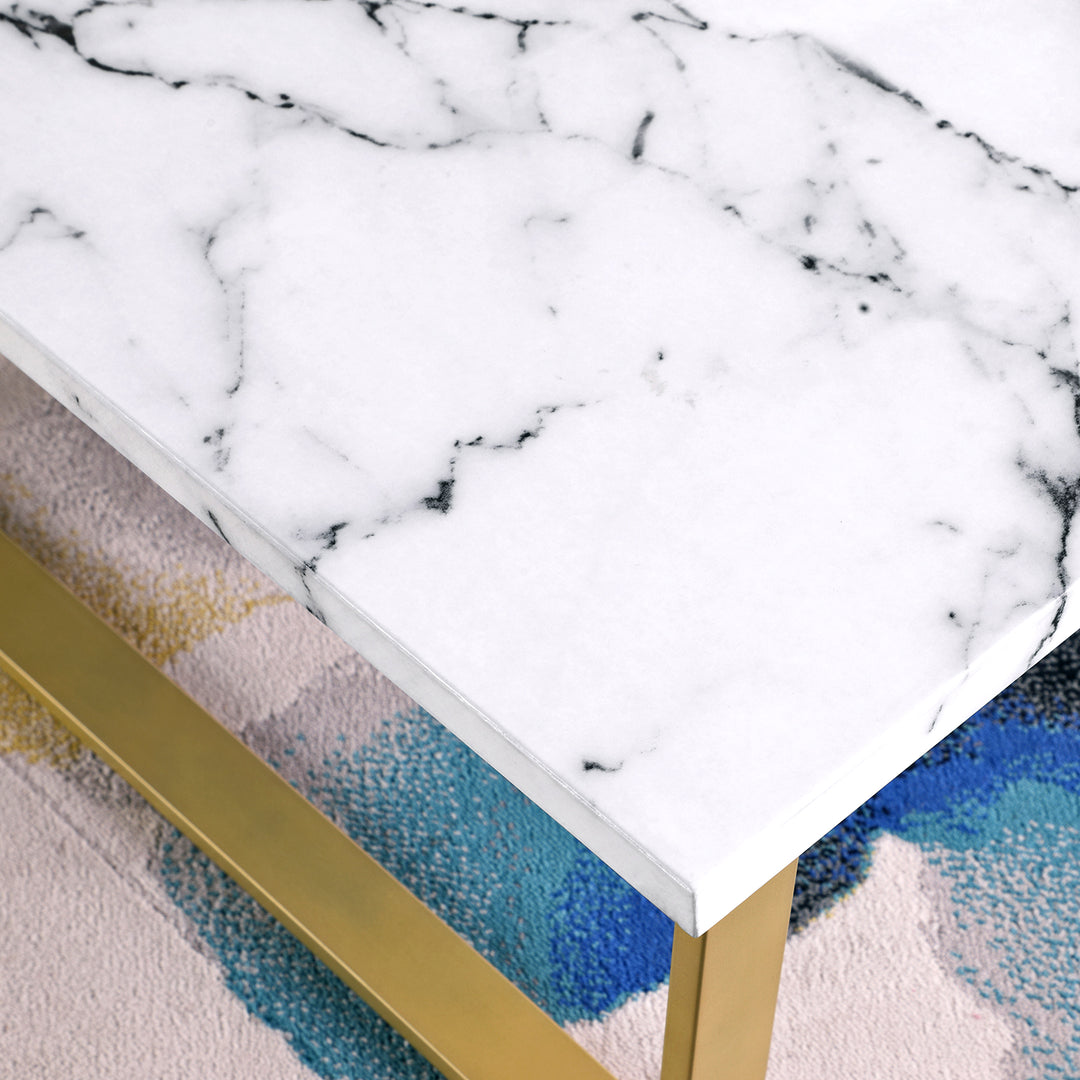 FirsTime & Co. Gold Adrian Marbleized Coffee Table, Modern Style, Made of Metal