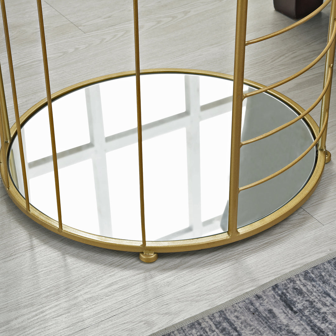 FirsTime & Co. Gold Galileo Mirrored End Table, Modern Style, Made of Metal