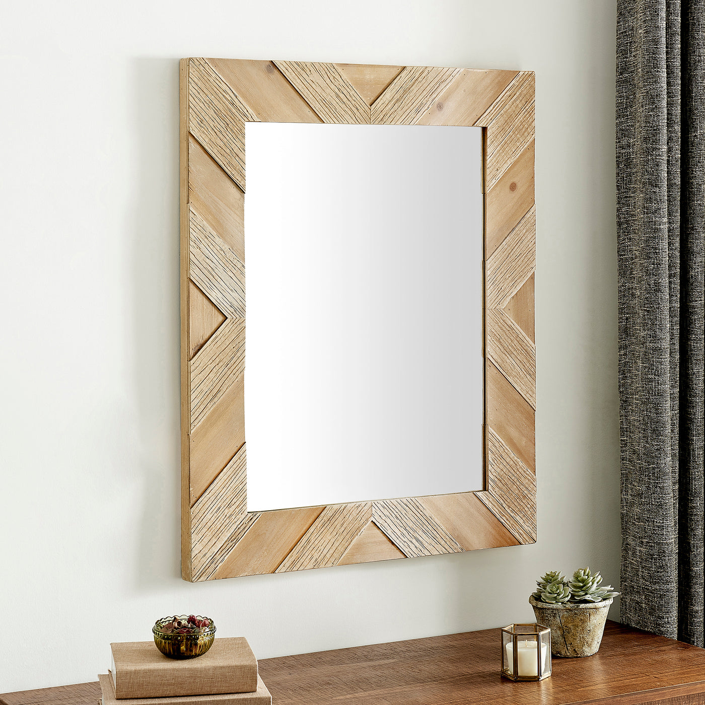 FirsTime & Co. Natural Caldwell Shiplap Wall Mirror, Farmhouse Style, Made of Wood