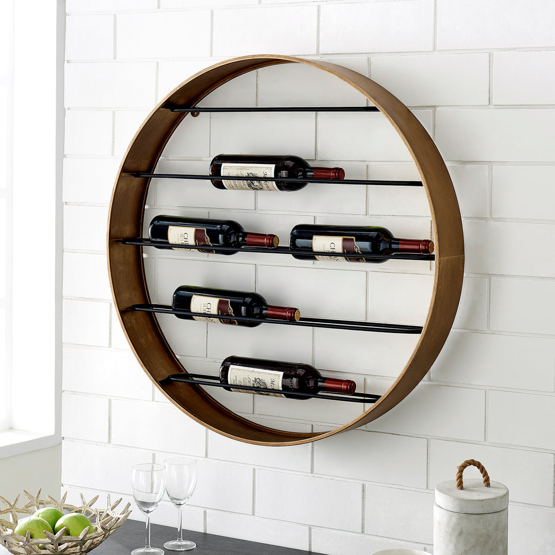 FirsTime & Co. Gold Riverland Wine Rack, Farmhouse Style, Made of Metal
