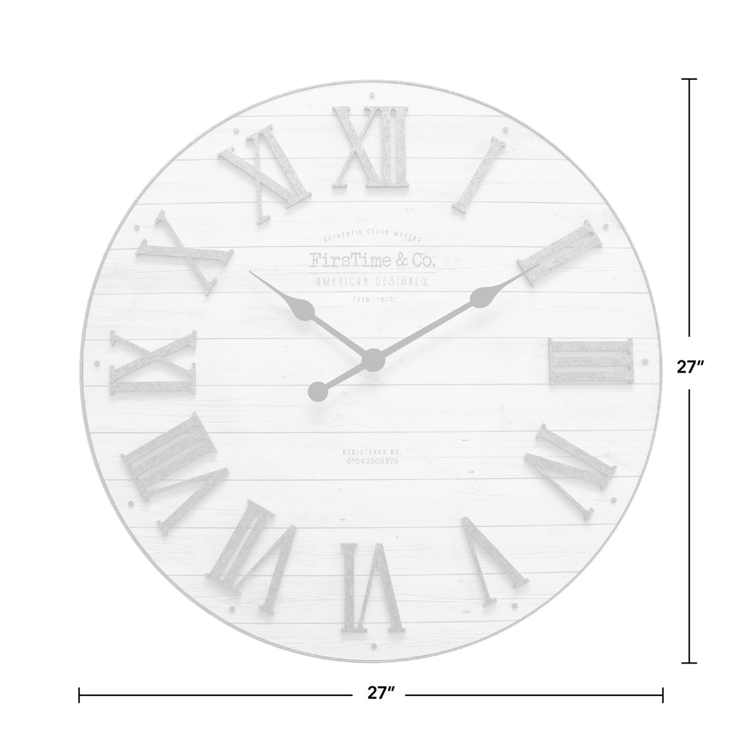 FirsTime & Co. White Emmett Shiplap Wall Clock, Farmhouse, Plastic, 27 x 2 x 27 inches