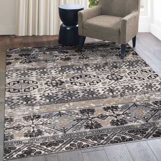 FirsTime & Co. Black And Gray Bryce Aztec Area Rug, Modern Style, Made of Polyester and Polypropylene Blend