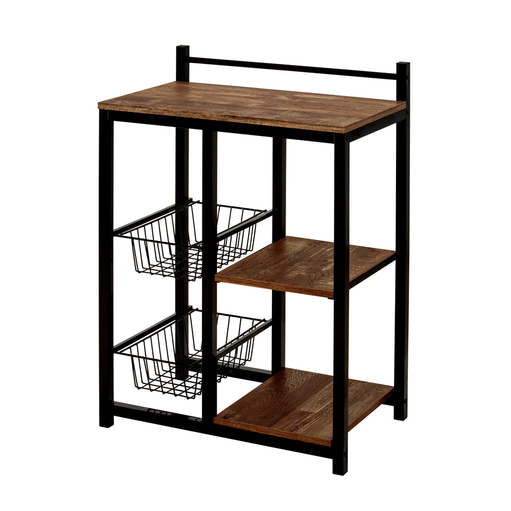 FirsTime & Co. Black And Brown Franklin Bakers Rack, Farmhouse Style, Made of Wood