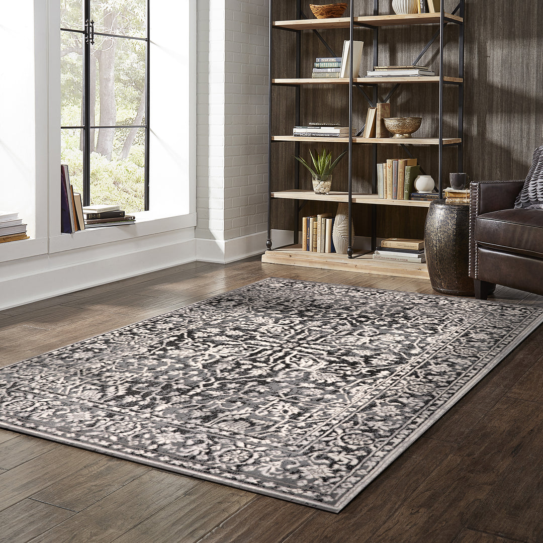 FirsTime & Co. Gray Noelle Vintage Medallion Area Rug, French Country Style, Made of Polyester and Polypropylene Blend