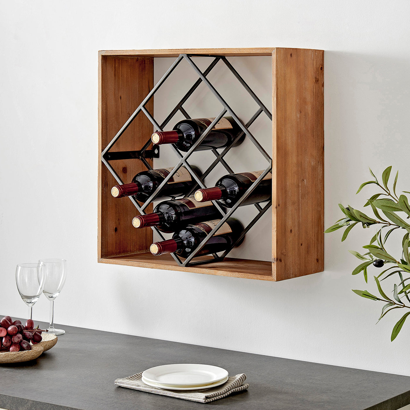FirsTime & Co. Natural Winlock Wine Cube, Farmhouse Style, Made of Wood
