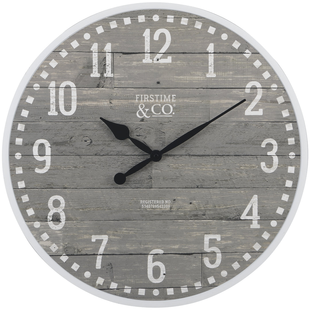 FirsTime & Co. Gray Arlo Wall Clock, Farmhouse Style, Made of Plastic