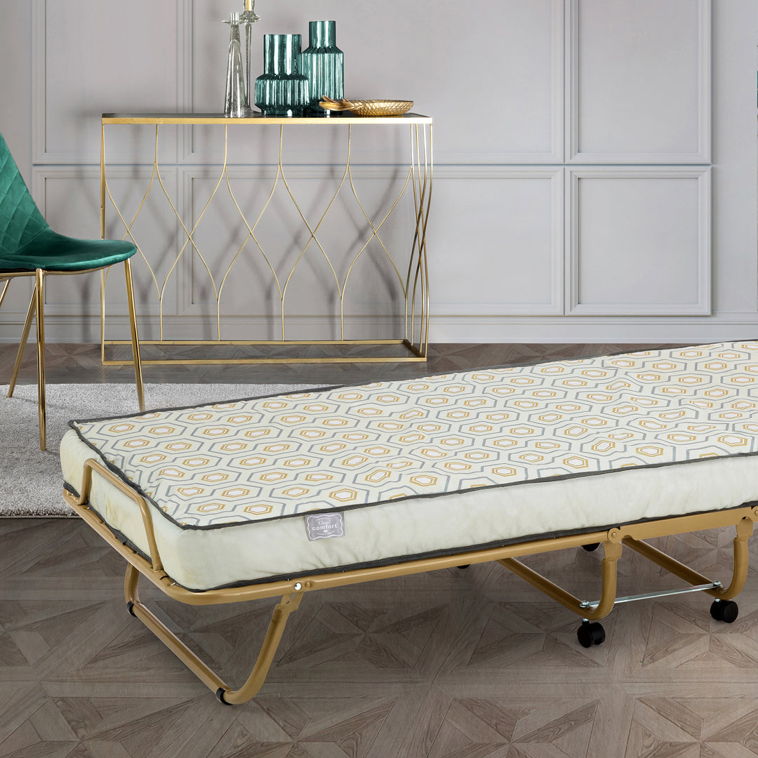 FirsTime & Co. Gold Luxury Ciao Comfort Folding Bed, Modern Style, Made of Metal