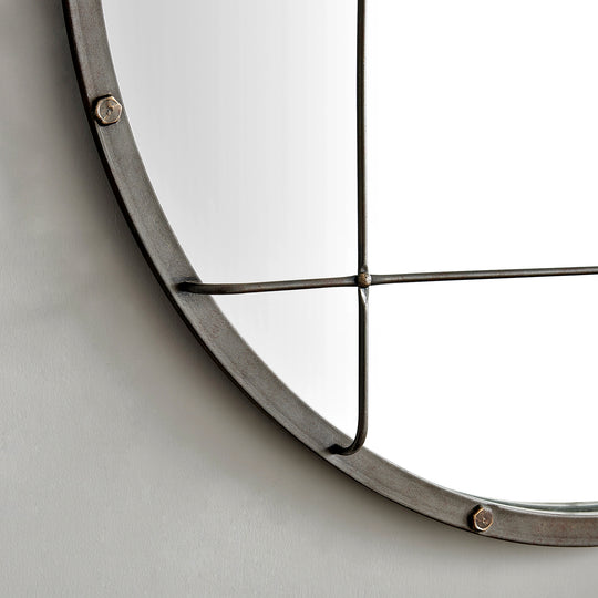 FirsTime & Co. Dark Silver Derby Windowpane Wall Mirror, Farmhouse Style, Made of Metal