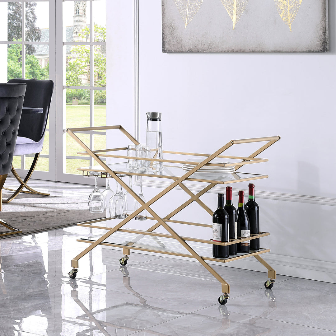 FirsTime & Co. Gold Jemma Bar Cart, Glam Style, Made of Metal