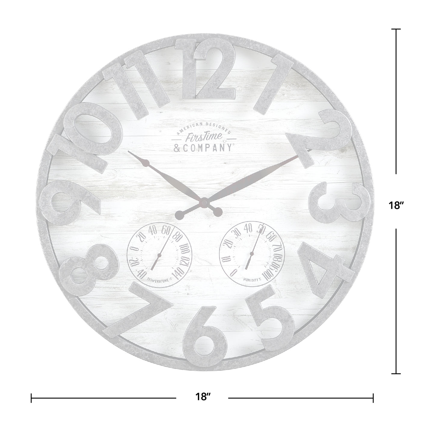 FirsTime & Co. Dark Silver Shiplap Outdoor Wall Clock, Farmhouse Style, Made of Plastic
