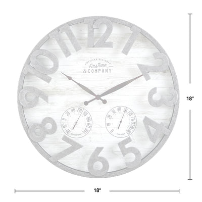 FirsTime & Co. Dark Silver Shiplap Outdoor Wall Clock, Farmhouse Style, Made of Plastic