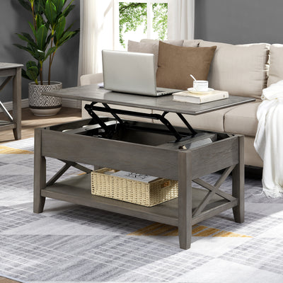 FirsTime & Co. Gray Allendale Lift Top Coffee Table, Farmhouse Style, Made of Wood